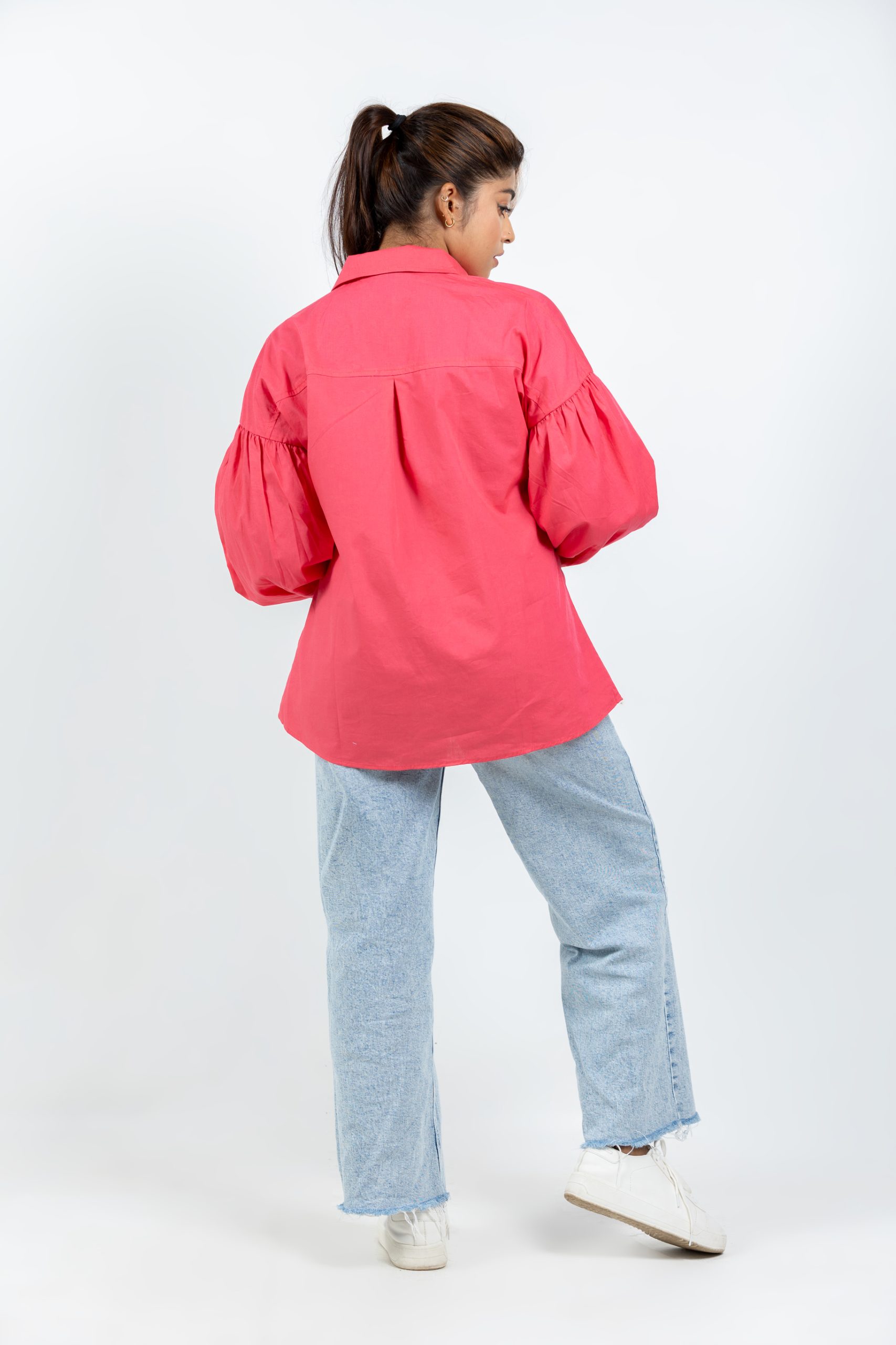 Drop Shoulder Button up Oversize Shirt Pink – CA1001 