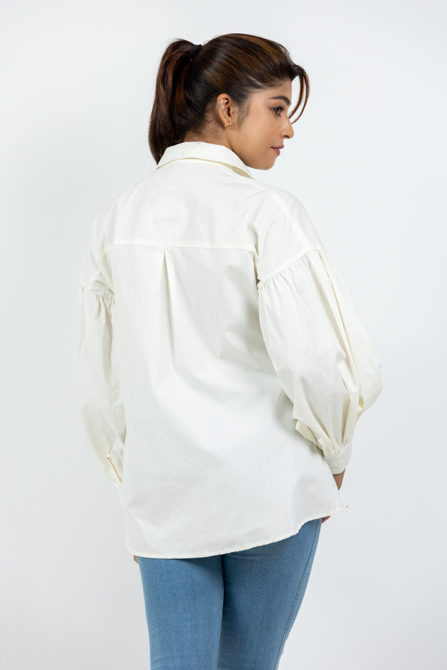 Drop Shoulder Button up Oversize Shirt White – CA1002